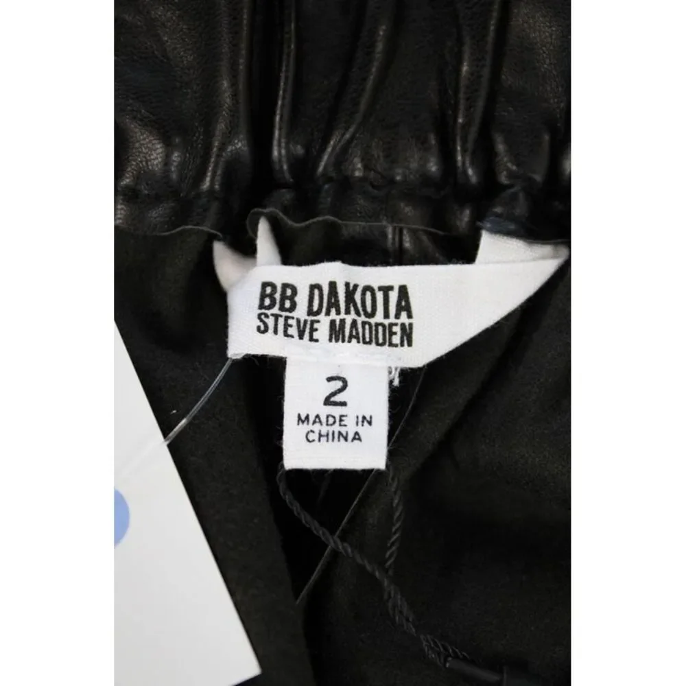 BB Dakota Steve Madden Womens Vegan Leather Belt High Rise Pants Black Size 2